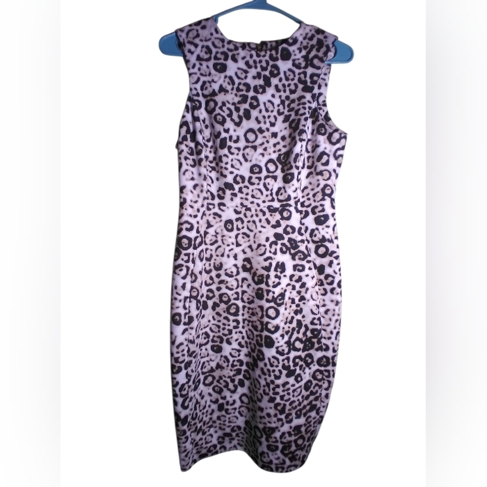 Calvin Klein Animal Print Sleeveless Stretchy Dress Size 6 Mob Wife Office Siren